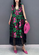 Load image into Gallery viewer, Boutique Floral V Neck Patchwork Chiffon Dress Sleeveless