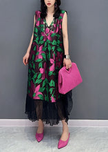 Load image into Gallery viewer, Boutique Floral V Neck Patchwork Chiffon Dress Sleeveless