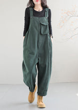 Load image into Gallery viewer, Boutique Green Pockets Patchwork Cotton Overalls Jumpsuit Spring