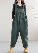 Load image into Gallery viewer, Boutique Green Pockets Patchwork Cotton Overalls Jumpsuit Spring