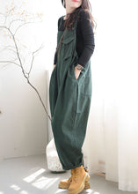 Load image into Gallery viewer, Boutique Green Pockets Patchwork Cotton Overalls Jumpsuit Spring