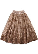Load image into Gallery viewer, Boutique Khaki Plaid Tulle Patchwork Fall Floral Skirts