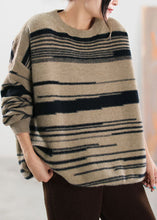 Load image into Gallery viewer, Boutique Khaki Striped Knit Sweater Tops Winter