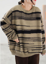 Load image into Gallery viewer, Boutique Khaki Striped Knit Sweater Tops Winter