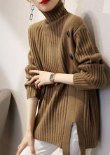 Load image into Gallery viewer, Boutique Khaki Turtleneck Thick Fall Winter Knit Sweater