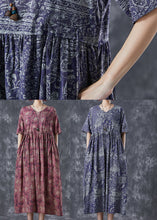 Load image into Gallery viewer, Boutique Red Cinched Print Linen Maxi Dresses Summer