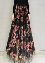 Load image into Gallery viewer, Boutique Red Floral High Waist Draping Tulle Maxi Skirts Spring