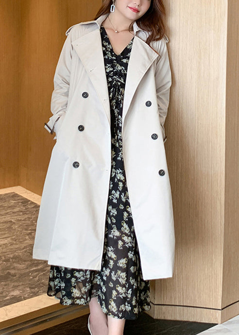 Boutique White Oversized Double Breast Cotton Trench Coat Fall
