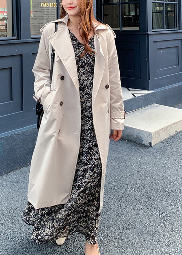 Boutique White Oversized Double Breast Cotton Trench Coat Fall