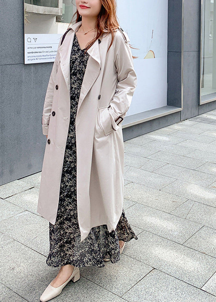 Boutique White Oversized Double Breast Cotton Trench Coat Fall