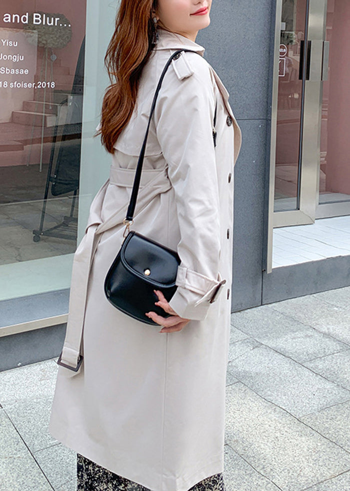 Boutique White Oversized Double Breast Cotton Trench Coat Fall
