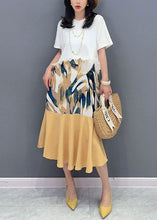 Load image into Gallery viewer, Boutique White Ruffled Print Patchwork Cotton Long Dresses Summer