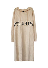 Load image into Gallery viewer, Casual Beige Hooded Patchwork Letter Knit Sweatshirts Dress Fall