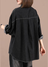 Load image into Gallery viewer, Casual Black Loose Casual Denim Fall Long Sleeve Coat