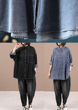 Load image into Gallery viewer, Casual Black Loose Casual Denim Fall Long Sleeve Coat