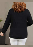 Casual Black O-Neck Print Sweatshirt Long Sleeve