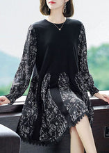 Load image into Gallery viewer, Casual Black Oversized Patchwork Print Chiffon Robe Dresses Spring