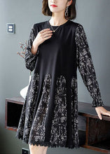 Load image into Gallery viewer, Casual Black Oversized Patchwork Print Chiffon Robe Dresses Spring