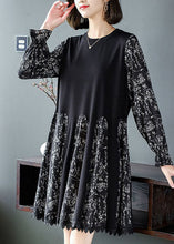 Load image into Gallery viewer, Casual Black Oversized Patchwork Print Chiffon Robe Dresses Spring