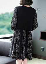 Load image into Gallery viewer, Casual Black Oversized Patchwork Print Chiffon Robe Dresses Spring