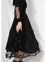 Casual Black velour Patchwork asymmetrical design Skirt