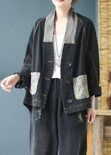 Load image into Gallery viewer, Casual Blue Pockets Button Patchwork Print Fall Denim Long sleeve Coat