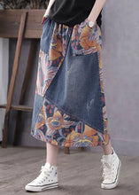 Load image into Gallery viewer, Casual Blue Pockets Patchwork Print A Line Fall Denim Skirts