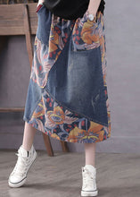 Load image into Gallery viewer, Casual Blue Pockets Patchwork Print A Line Fall Denim Skirts