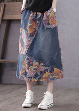 Load image into Gallery viewer, Casual Blue Pockets Patchwork Print A Line Fall Denim Skirts