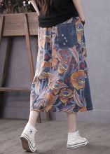 Load image into Gallery viewer, Casual Blue Pockets Patchwork Print A Line Fall Denim Skirts