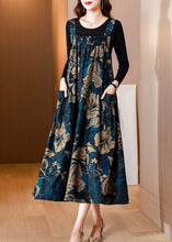 Load image into Gallery viewer, Casual Blue Slash Veck Print Top And Slip Dress Two Piece Set Summer