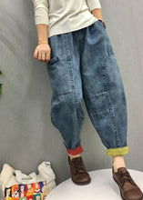 Load image into Gallery viewer, Casual Blue elastic waist Pockets denim Pants Spring