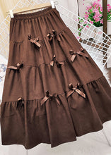 Load image into Gallery viewer, Casual Brown elastic waist Butterfly Corduroy Skirt Winter