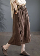 Load image into Gallery viewer, Casual Coffee Ruffled Pockets Patchwork Linen Skirts Summer