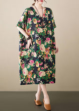 Load image into Gallery viewer, Casual Green Oversized Floral Linen Long Dress Summer