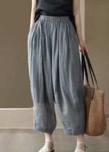 Load image into Gallery viewer, Casual Grey Elastic Waist Pockets Patchwork Linen Lantern Pants Summer