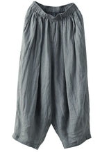 Load image into Gallery viewer, Casual Grey Elastic Waist Pockets Patchwork Linen Lantern Pants Summer