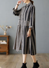 Load image into Gallery viewer, Casual Khaki Peter Pan Collar Plaid Cotton Dresses Spring
