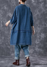 Load image into Gallery viewer, Casual Navy Oversized Patchwork Denim Ripped Trench Coats Bracelet Sleeve