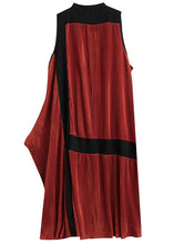 Load image into Gallery viewer, Casual Orange Turtleneck Patchwork Wrinkled Maxi Dress Sleeveless