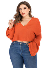 Load image into Gallery viewer, Casual Orange V Neck Solid Cozy Knit Sweater Fall