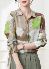 Load image into Gallery viewer, Casual Peter Pan Collar Print Button Silk Shirts Spring