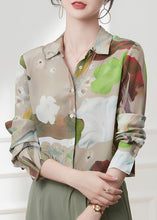 Load image into Gallery viewer, Casual Peter Pan Collar Print Button Silk Shirts Spring