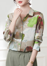 Load image into Gallery viewer, Casual Peter Pan Collar Print Button Silk Shirts Spring