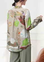 Load image into Gallery viewer, Casual Peter Pan Collar Print Button Silk Shirts Spring