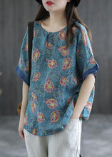 Load image into Gallery viewer, Casual Pink Print Patchwork Summer Linen Shirt Half Sleeve