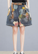 Load image into Gallery viewer, Casual Print Elastic Waist Sashes Denim Shorts Summer