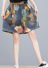 Load image into Gallery viewer, Casual Print Elastic Waist Sashes Denim Shorts Summer
