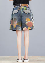 Load image into Gallery viewer, Casual Print Elastic Waist Sashes Denim Shorts Summer