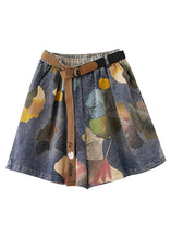 Load image into Gallery viewer, Casual Print Elastic Waist Sashes Denim Shorts Summer